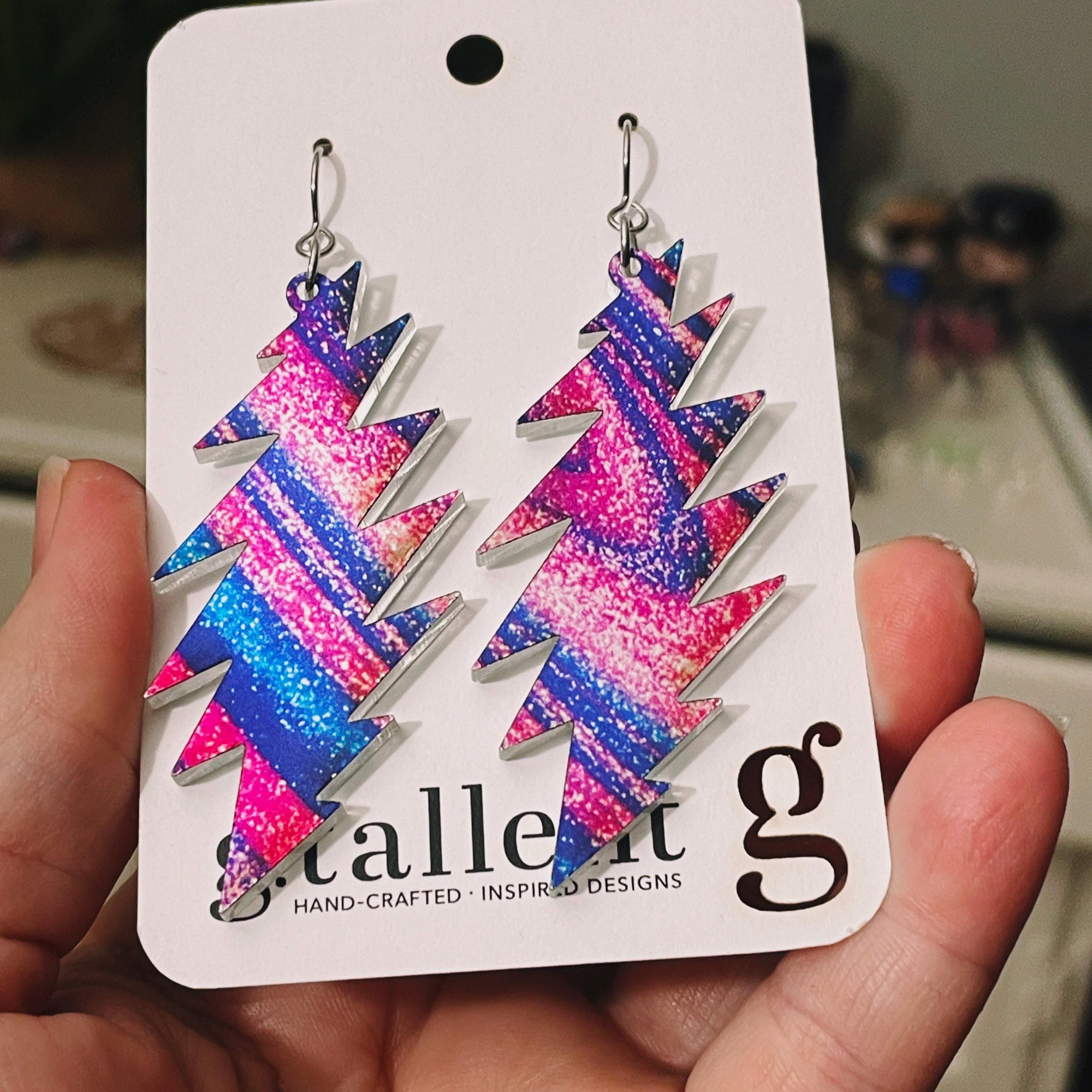 Limited Edition Lightning Bolt Earrings – Cotton Candy Swirl