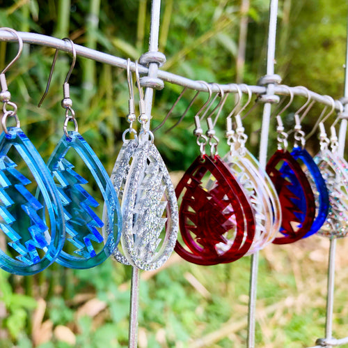 Althea Teardrop Lightning Bolt Earrings-Transparent Acrylic