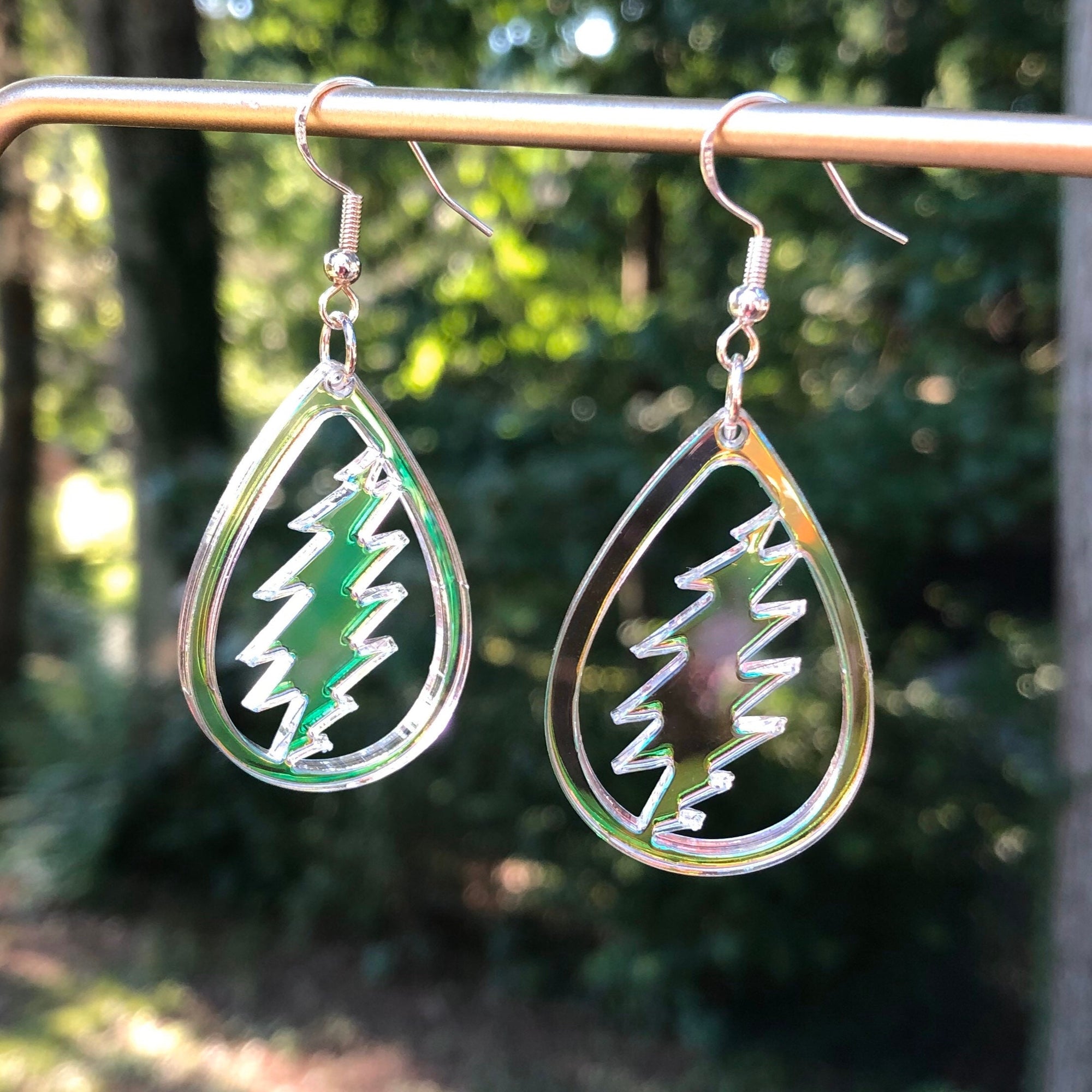 Althea Teardrop Lightning Bolt Earrings-Transparent Acrylic