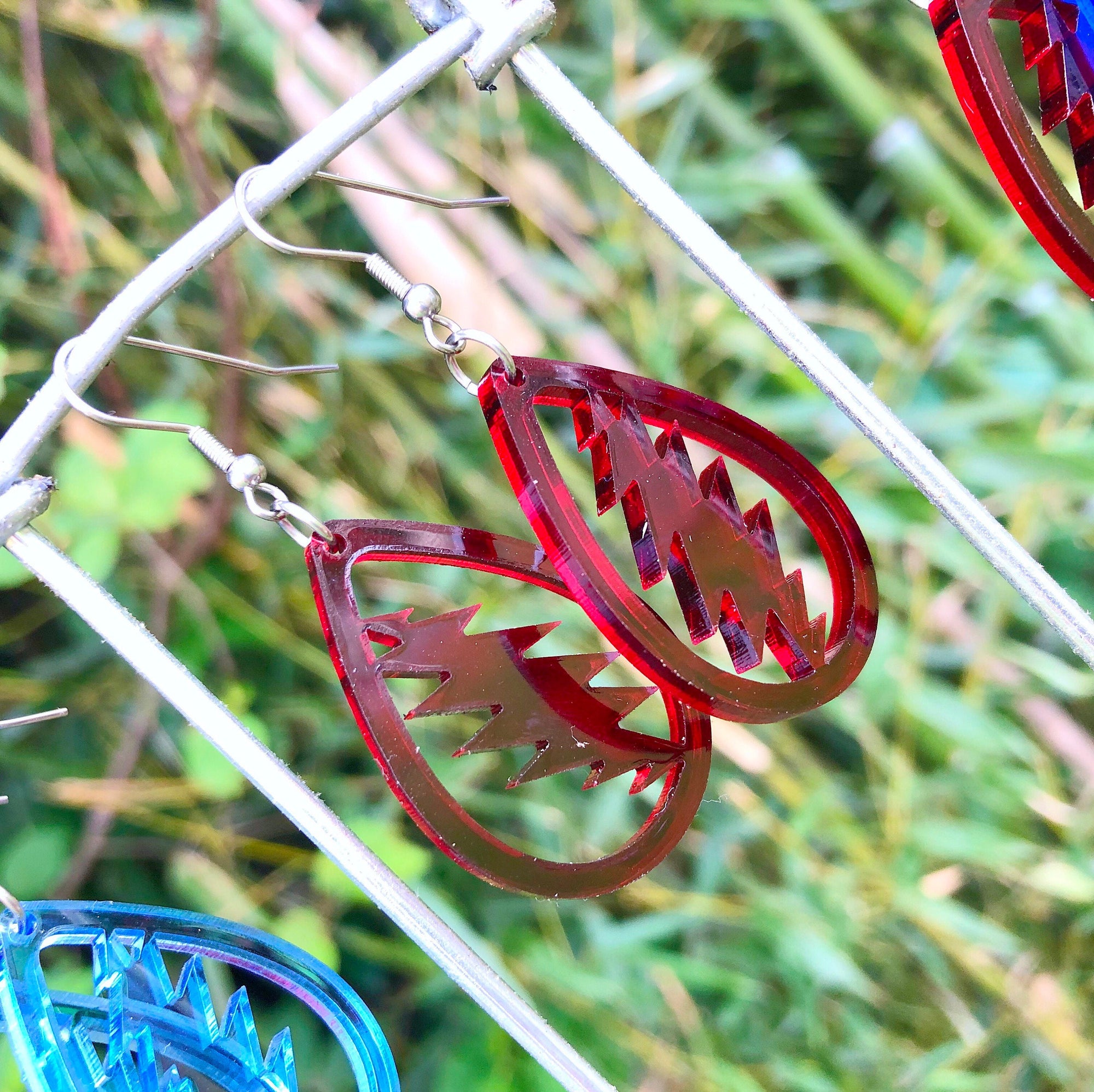 Althea Teardrop Lightning Bolt Earrings-Transparent Acrylic