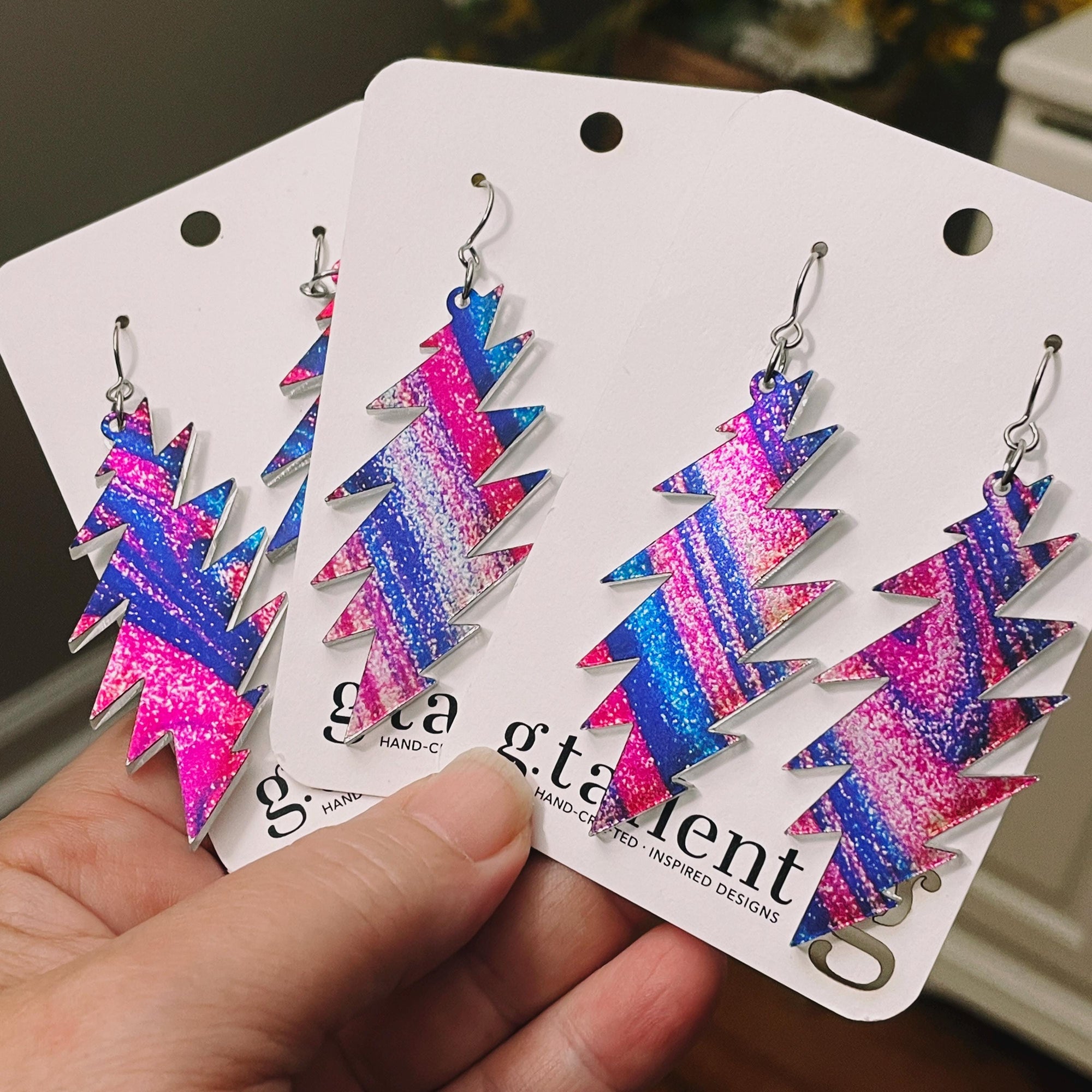 Limited Edition Lightning Bolt Earrings – Cotton Candy Swirl