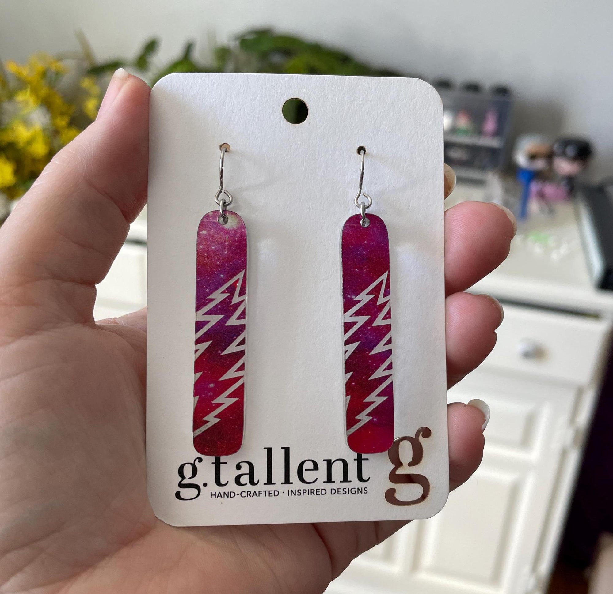 Mirror Acrylic Earrings – Lightning Bolt or Smiling Bear