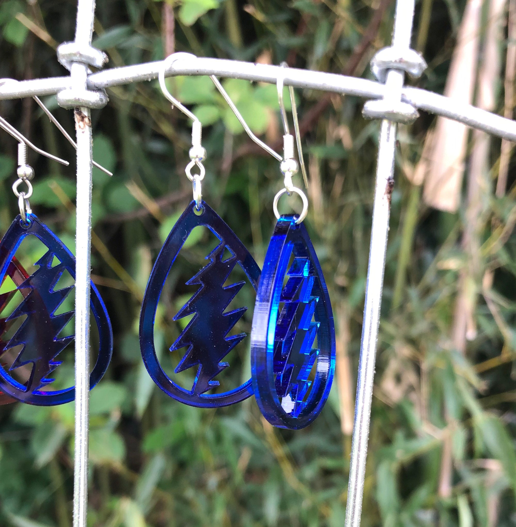 Althea Teardrop Lightning Bolt Earrings-Transparent Acrylic