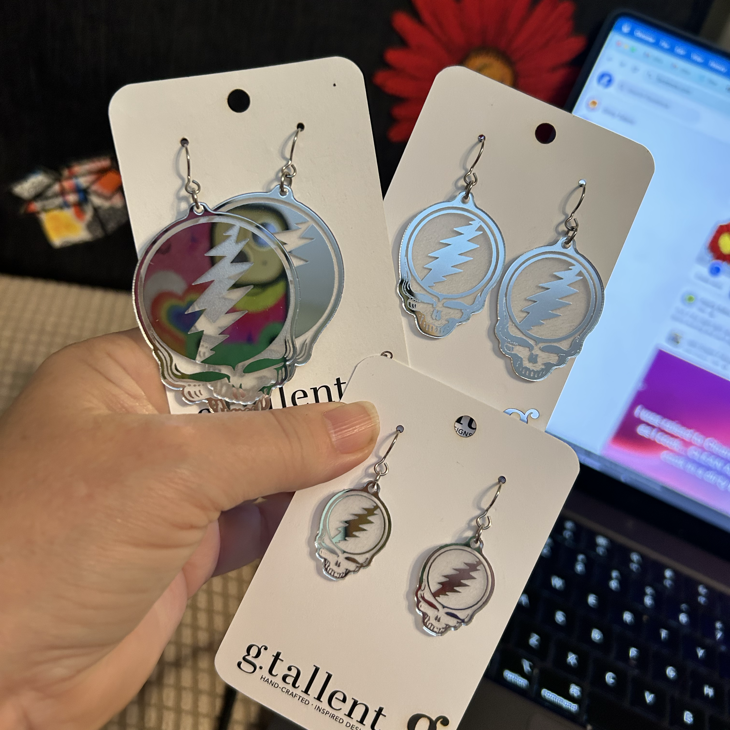 Mirror Stealie Earrings