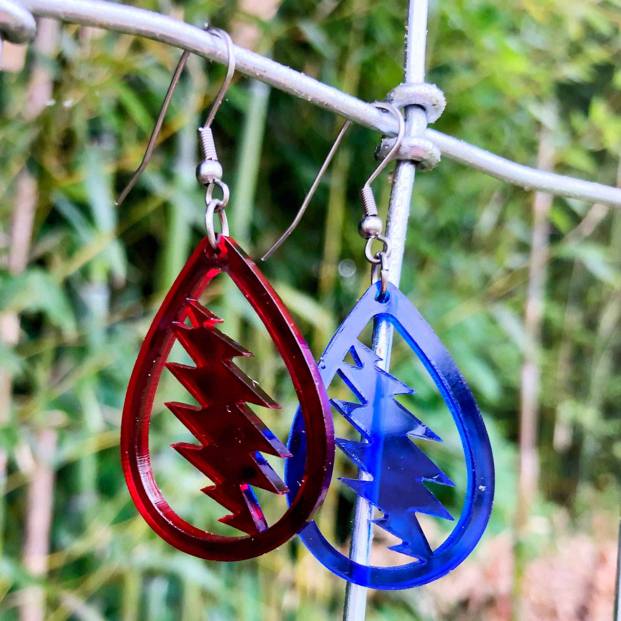Althea Teardrop Lightning Bolt Earrings-Transparent Acrylic