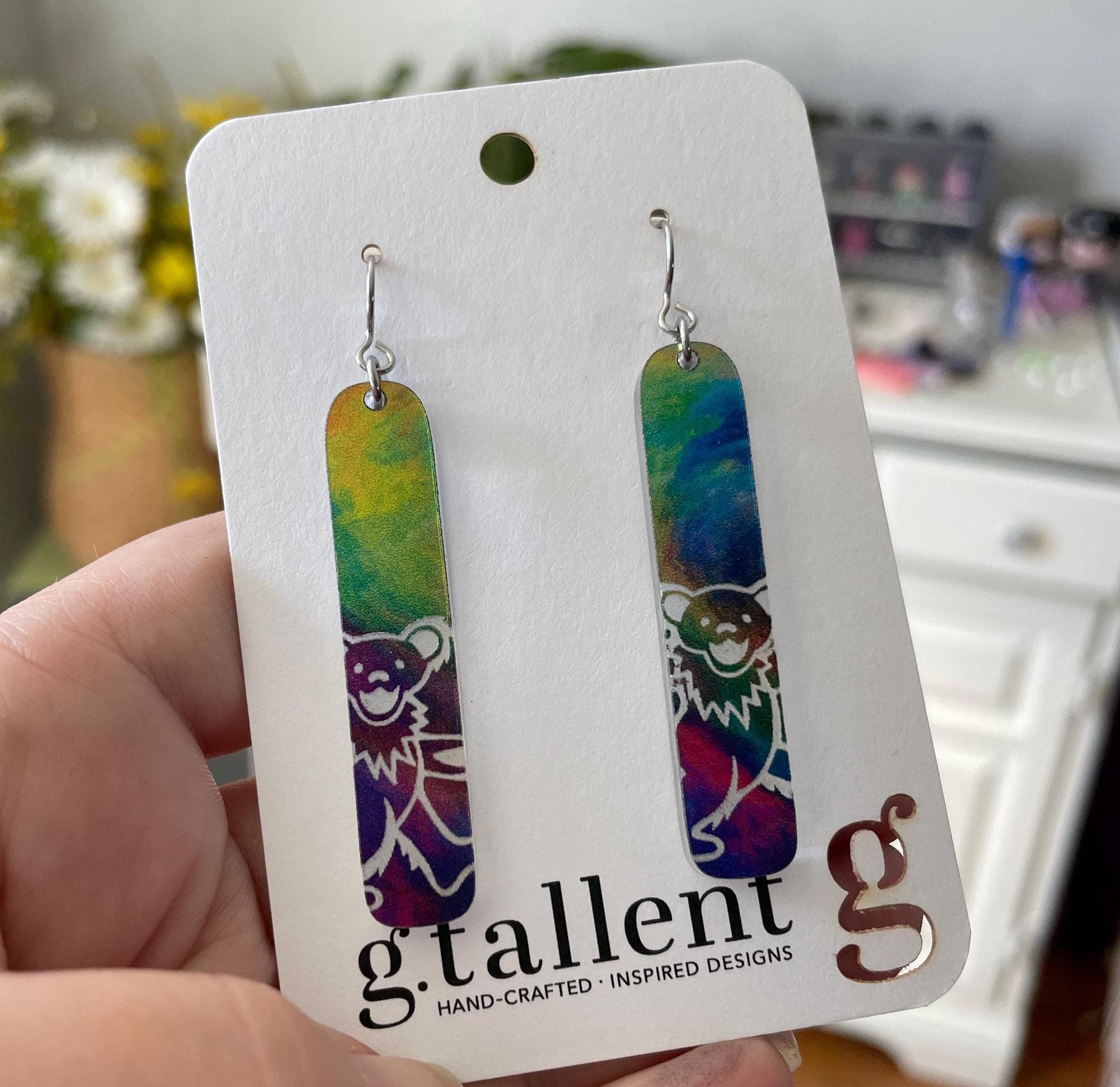 Mirror Acrylic Earrings – Lightning Bolt or Smiling Bear